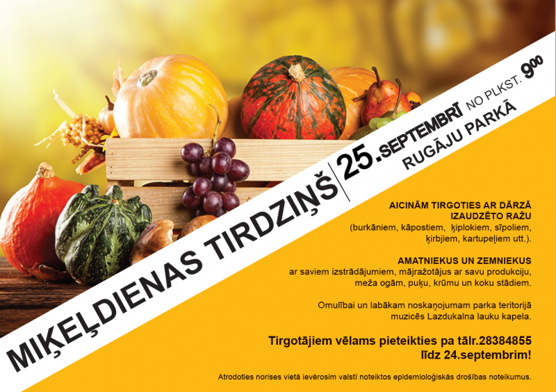 25.septembrī no pulksten 9.00 Rugāju parkā norisināsies Miķeļdienas tirdziņš