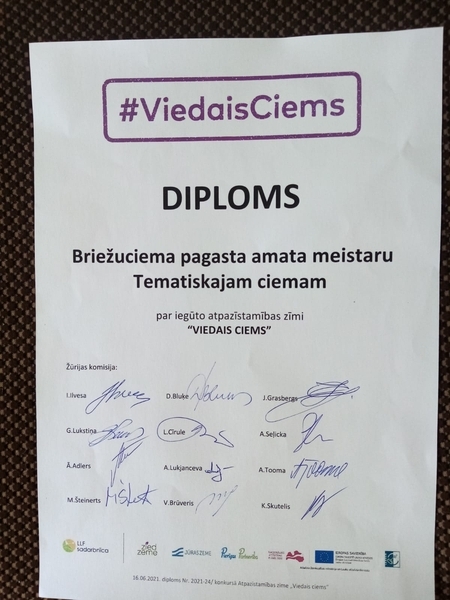 Atpazīstamības zīmi #VIEDAISCIEMS ir saņēmis Briežuciems!
