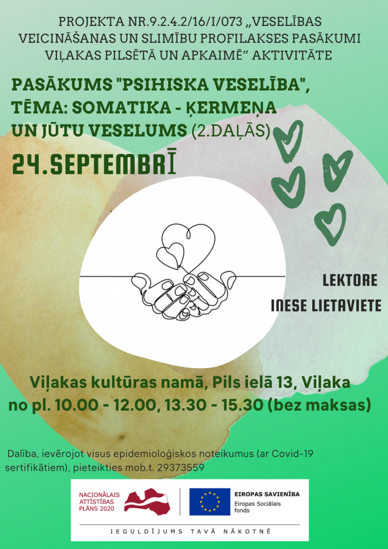 Iespēja piedalīties lekcijā un uzzināt vērtīgu informāciju par psiholoģisko veselību