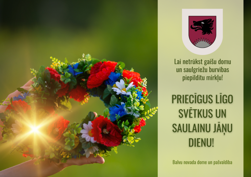Priecīgus Līgo svētkus un saulainu Jāņu dienu!