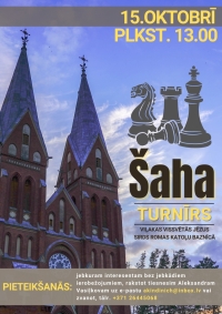 15.oktobrī Viļakas Vissvētās Jēzus Sirds Romas katoļu baznīcā notiks šaha turnīrs
