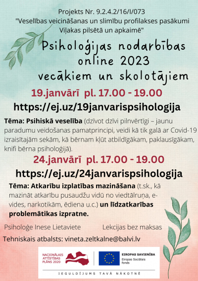Vecākus un pedagogus aicina piedalīties psiholoģijas nodarbībās (tiešsaistē)