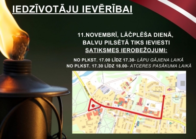 Satiksmes ierobežojumi 11.11.