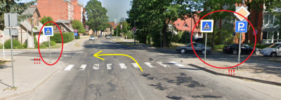 Pagrieziens no Brīvības ielas uz Baznīcas ielu.