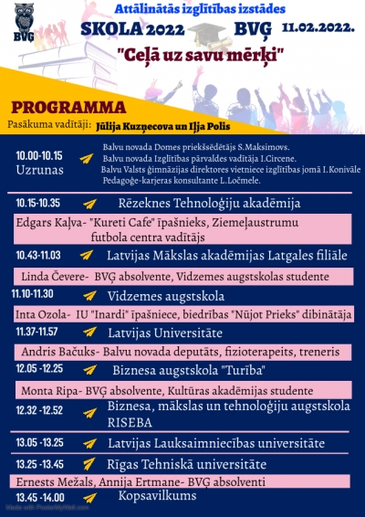 Attlints izgltbas izstdes "Ceļā uz savu mērķi' programma