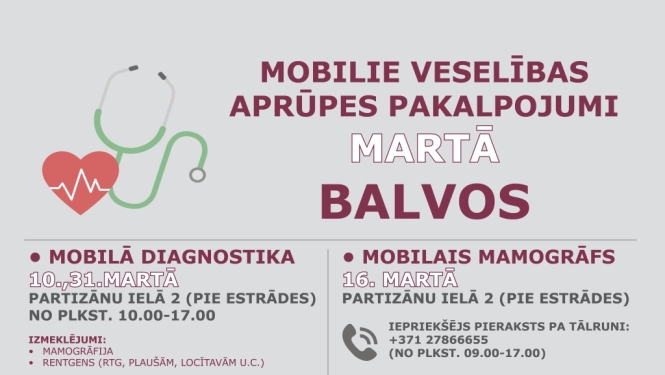 Mobilie veselības aprūpes pakalpojumi martā Balvos