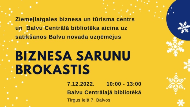 Balvu novada uzņēmējus aicina piedalīties “Biznesa sarunu brokastīs”