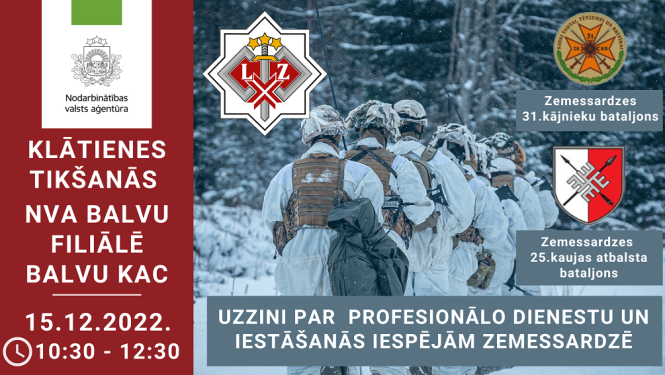 KLĀTIENES tikšanās par profesionālā dienesta iespējām, dienesta un karjeras iespējām LR Zemessardzē