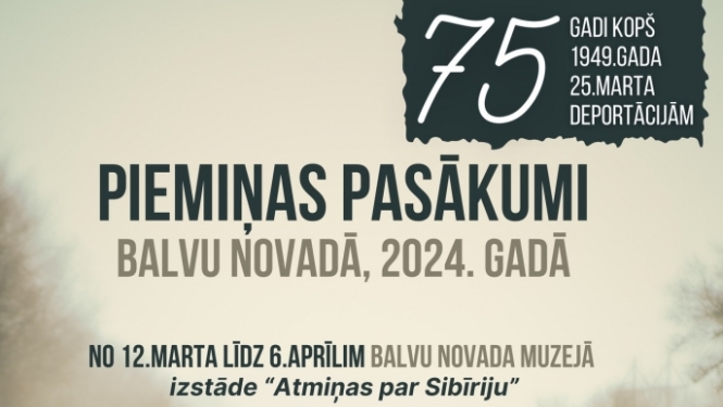 Balvu novadā 25. martā notiks piemiņas pasākumi