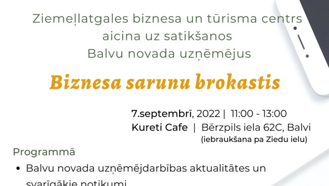 7. septembrī “Biznesa sarunu brokastis” Balvu novada uzņēmējiem