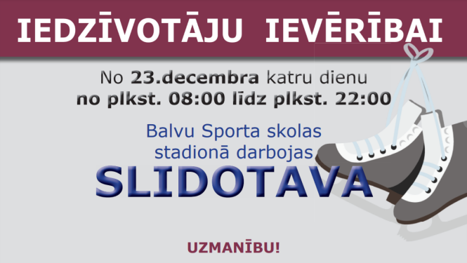 Balvu Sporta skolas stadionā darbu uzsākusi slidotava!
