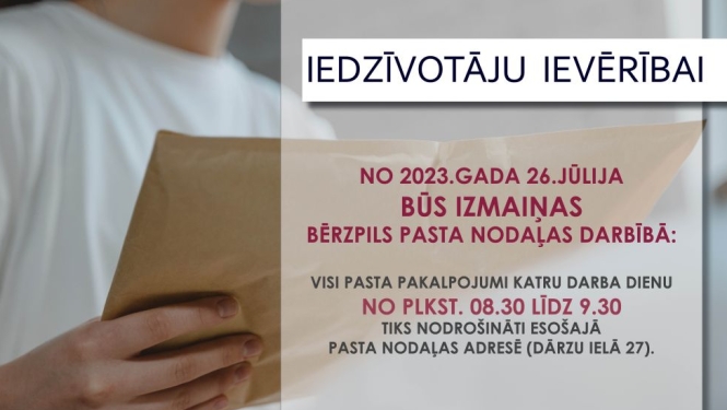 Balvu novada Bērzpilī pieprasījuma krituma dēļ maina pasta nodaļas modeli un darbalaiku 