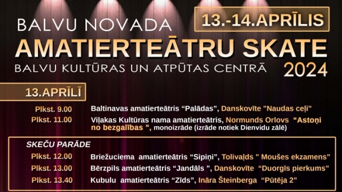 13. un 14. aprīlī norisināsies Balvu novada amatierteātru skate