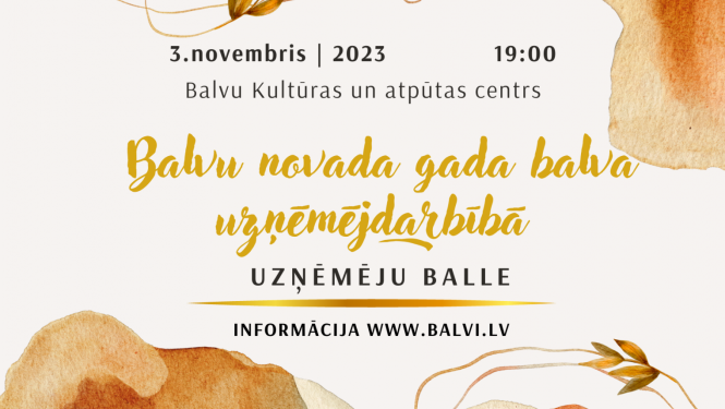 Tiks pasniegta “Balvu novada Gada balva uzņēmējdarbībā 2022”