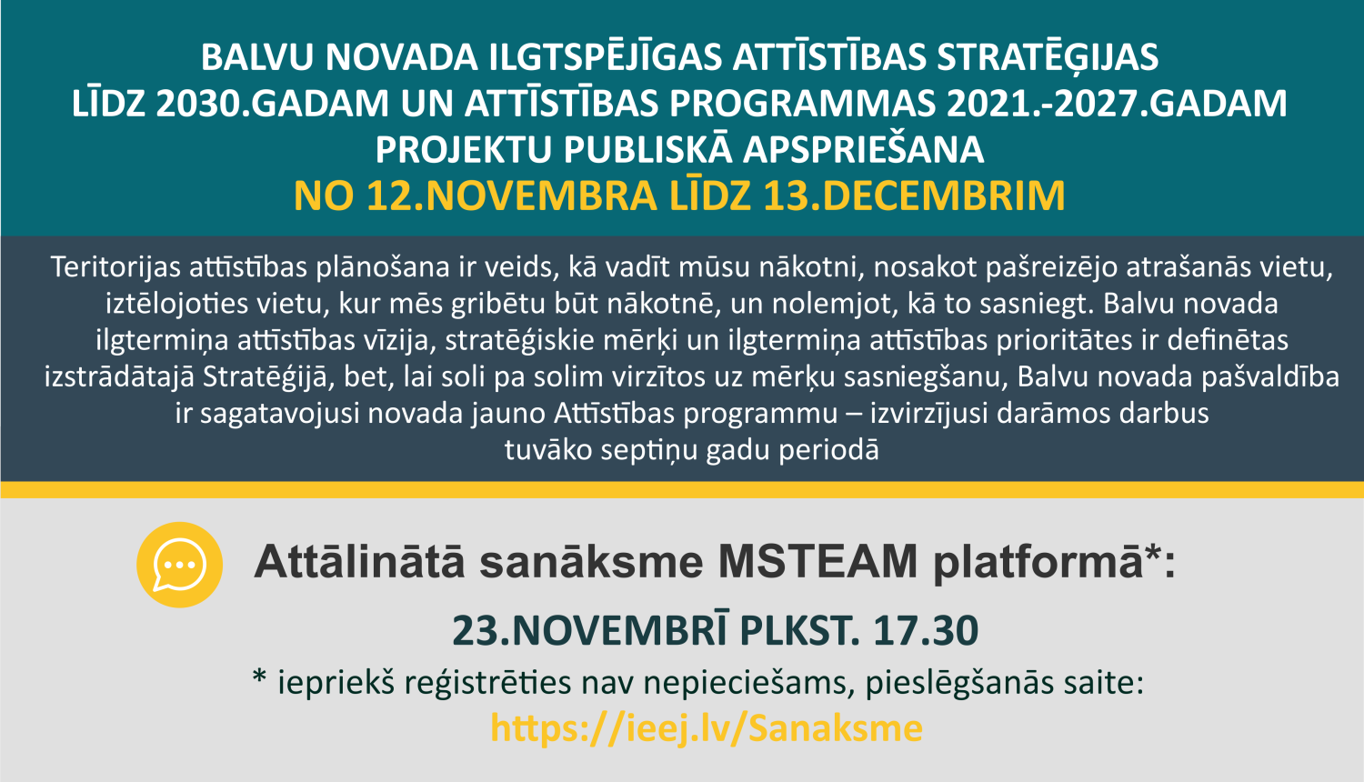 Informācija par Balvu novada attīstības plānošanas dokumentu publisko apspriedi