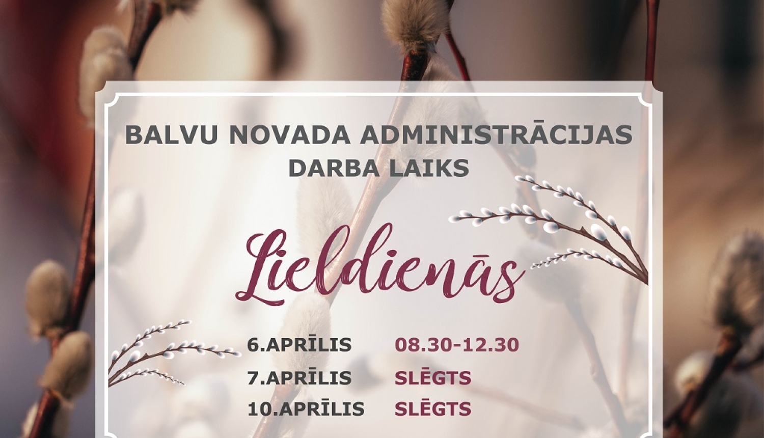 Darba laiks Lieldienās