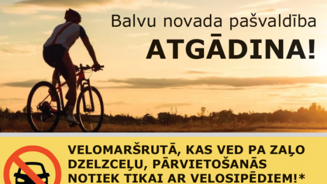 Velomaršrutā, kas ved pa zaļo dzelzceļu, pārvietošanās notiek tikai ar velosipēdiem
