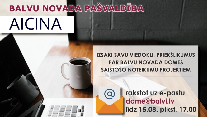 Aicina izteikt viedokli par saistošo noteikumu projektu