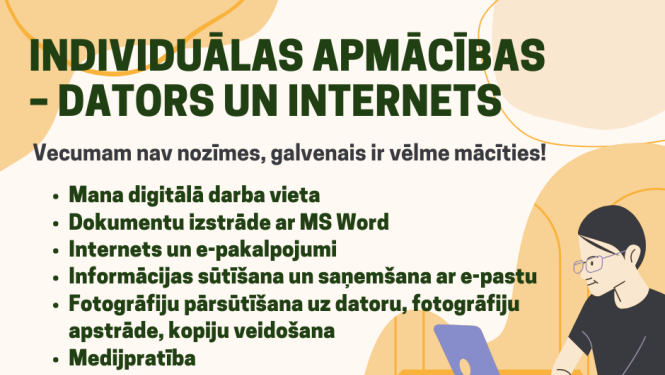 Individuālas bezmaksas apmācības – dators un internets