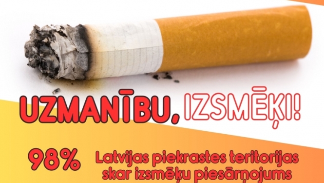 Vai zināji, ka izsmēķi ir izplatītākā piesārņojošā atkritumu vienība Latvijā? 