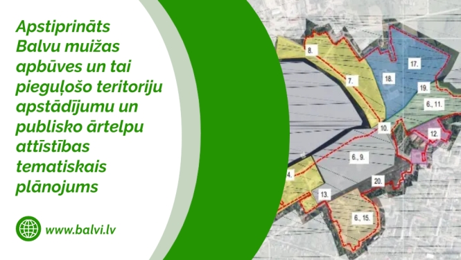 Balvu muižas apbūves un tai pieguļošo teritoriju apstādījumu un publisko ārtelpu attīstības  tematiskais plānojums pieejams šeit: https://balvi.tvptest.vraa.gov.lv/lv/tematiskie-planojumi .