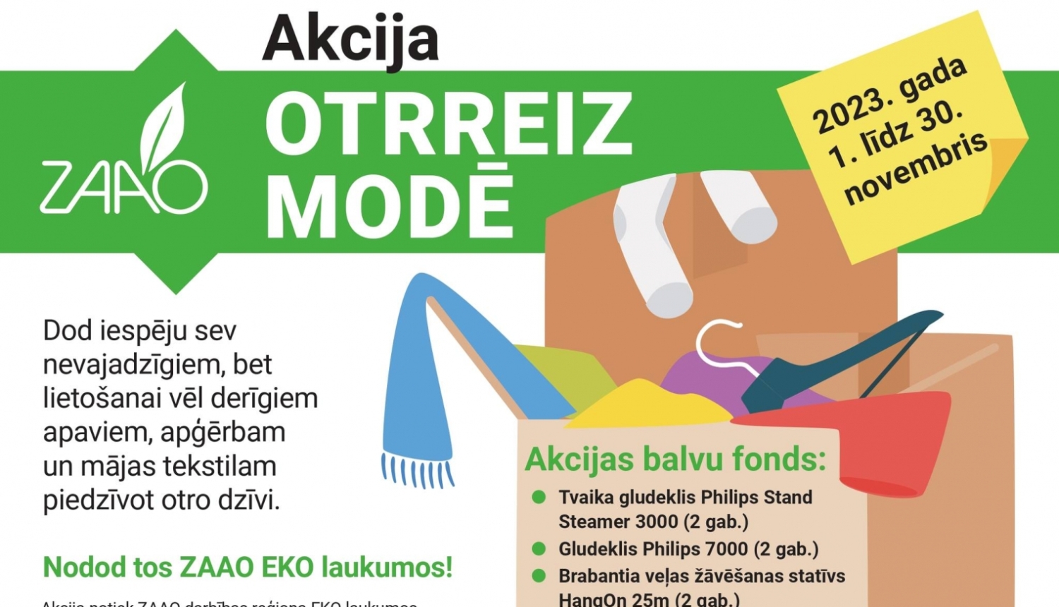 Novembrī norisināsies akcija “Otrreiz modē”