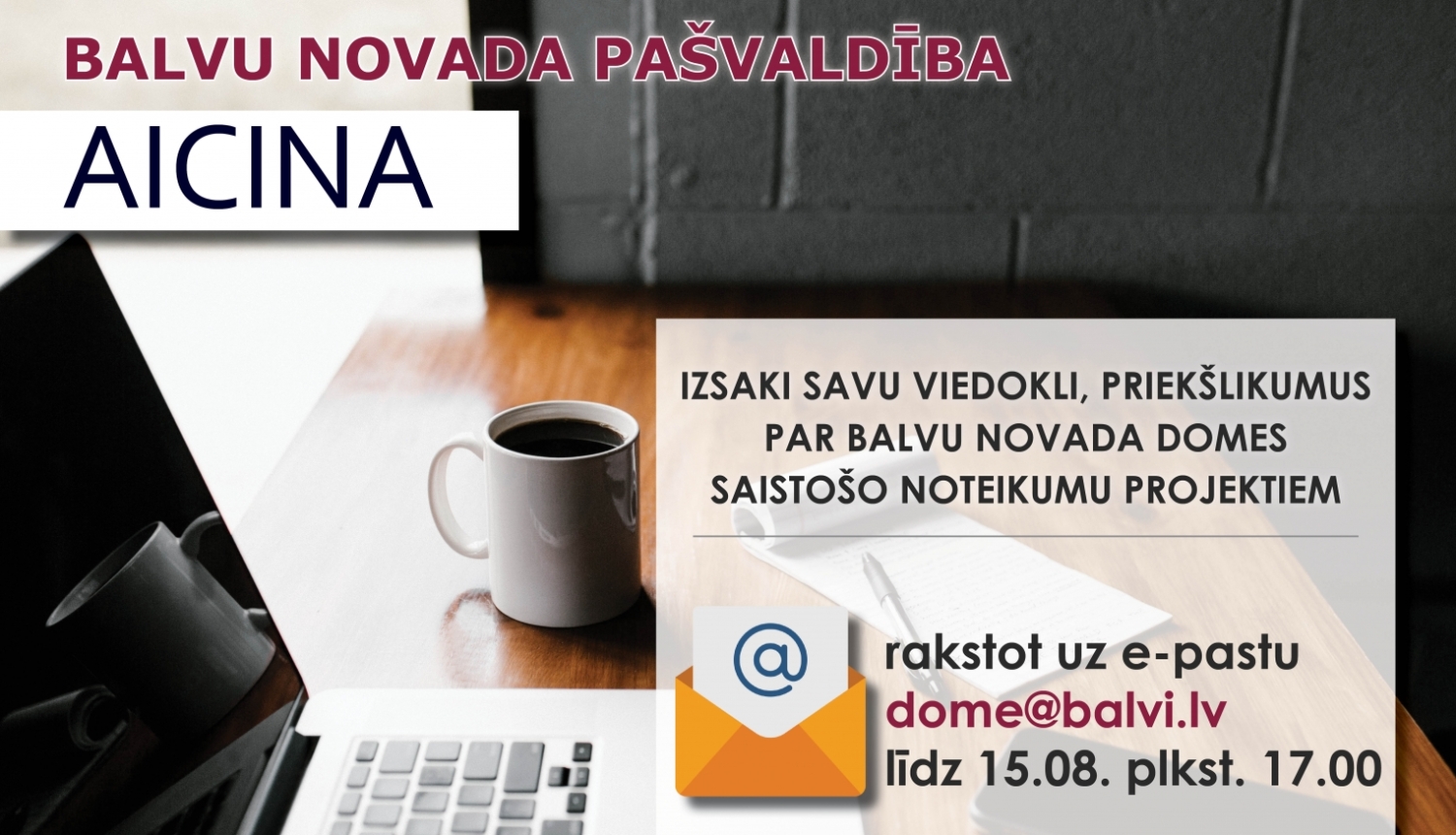 Aicina izteikt viedokli par saistošo noteikumu projektu