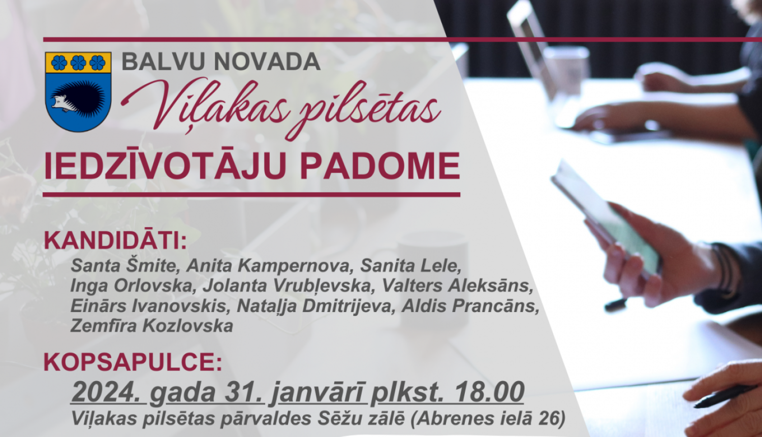 31.janvārī notiks Viļakas iedzīvotāju kopsapulce, kuras laikā tiks ievēlēta Iedzīvotāju padome