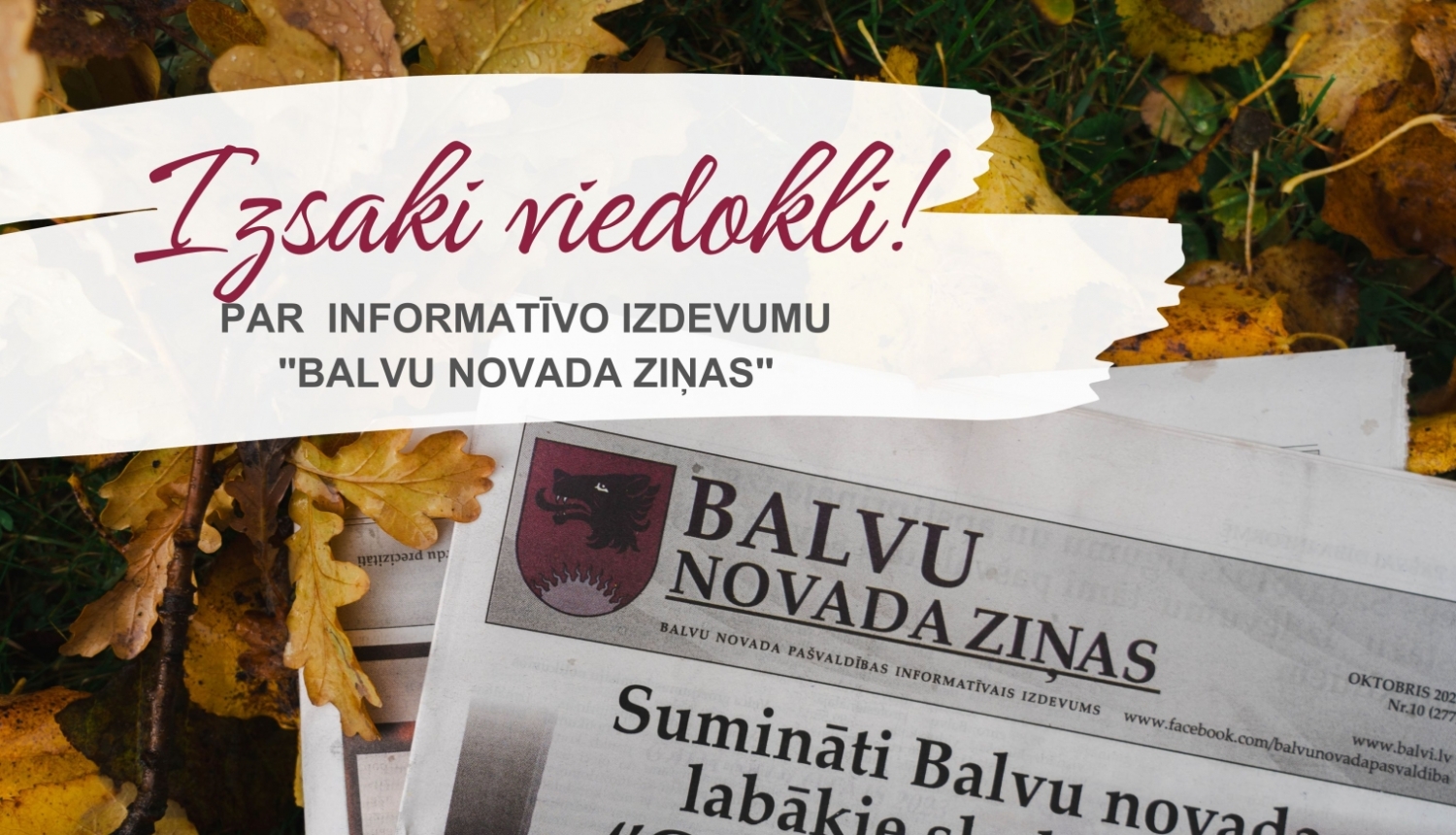 Esi aktīvs un izsaki savu viedokli par informatīvo izdevumu "Balvu Novada Ziņas"!