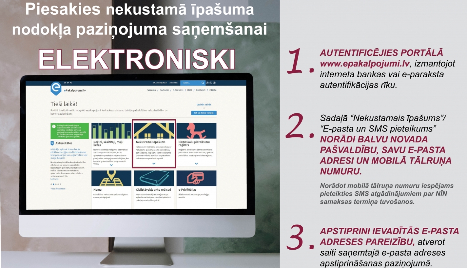 Aicina nekustamā īpašuma nodokļa paziņojumu saņemšanai pieteikties elektroniskā veidā