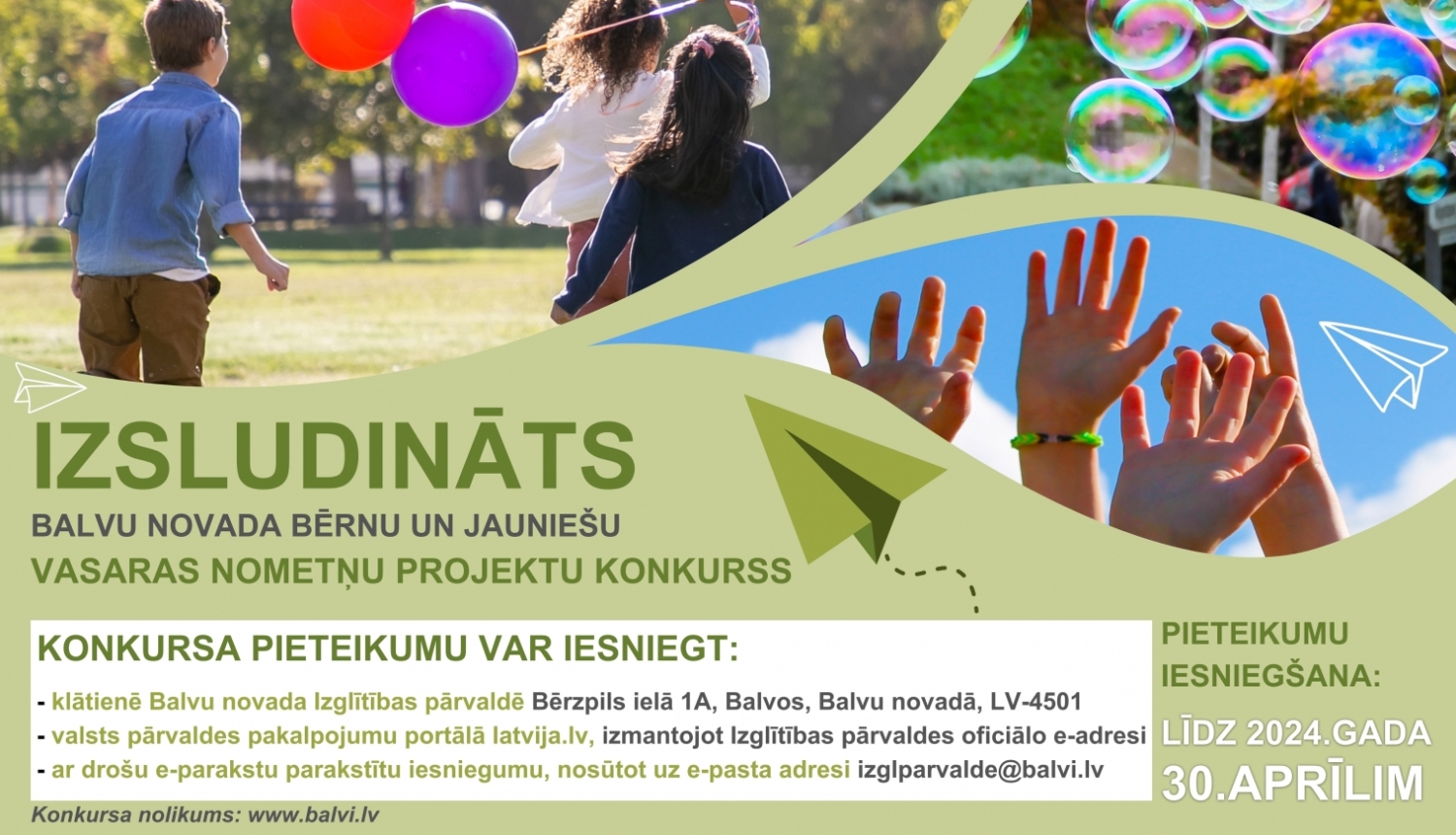 Balvu novada Izglītības pārvalde izsludina vasaras nometņu projektu konkursu