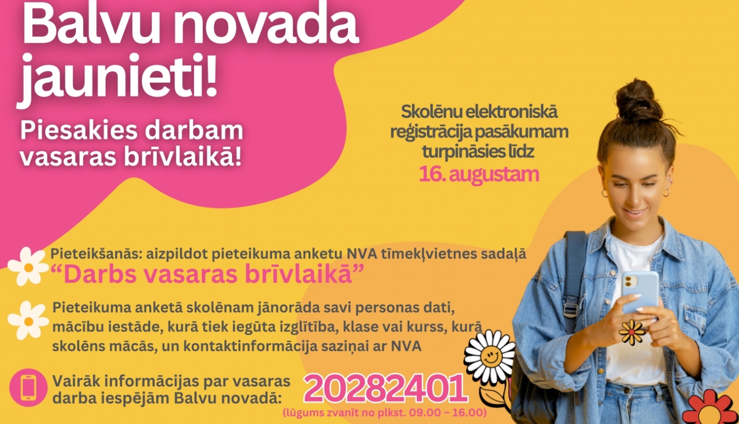 Turpinās pieteikšanās skolēnu darbam vasaras brīvlaikā