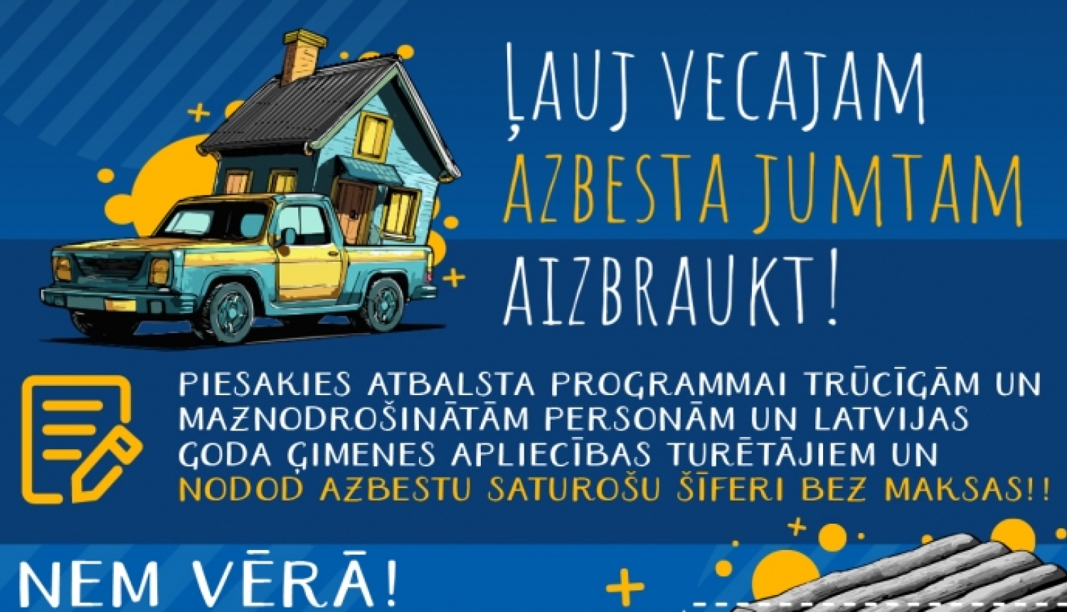 Uzsākta atbalsta programmas 2. kārta azbestu saturošā šīfera krājumu nodošanai